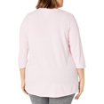 thumbnail image 2 of JUST MY SIZE Grande Taille Haut à Manches 3/4 Col en V pour Femmes, Rose Pâle, 3X, 2 of 2