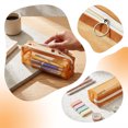 thumbnail image 2 of 1Pc Nylon Mesh Zipper Bags, 7.5" Transparent Makeup Brush Pouch, Portable Cosmetic Bags, Rectangle Pencil Case Organizer for Travel, Lipstick, Earphone, Keys - Orange, 2 of 6