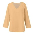 thumbnail image 7 of Trendy Tops for Women Casual Long Sleeve Solid Color V Neck Loose Shirt Blouses for Women, 7 of 7