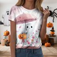thumbnail image 2 of TOWED22 Halloween Costumes for Women Funny Pumpkin Printed Cute T Shirts Ghost Graphic Tops Fall Tee Fashion Gift(Pink,4XL), 2 of 6