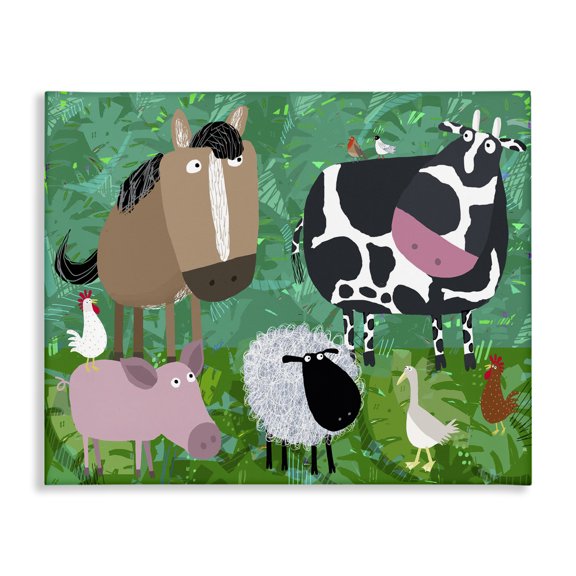 Stupell Industries Cottage Farm Animals & Leaves Canvas Art, 20 x 16, by Carla Daly