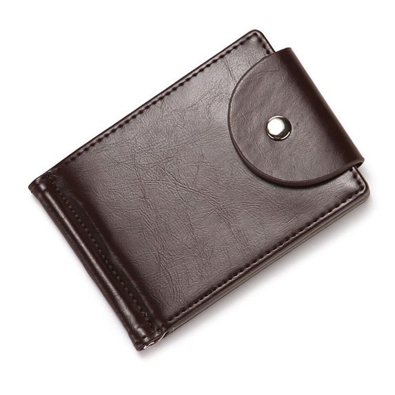 Luxury Gift Small Money Purses Zipper Wallet Hasp Pull Type ID Credit Card Holder Slim Leather Wallet Money Clip Coin Bag BROWN