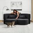 thumbnail image 5 of 79" 3-Layer Space-Saving Convertible Sleeper Sofa Bed, Boneless Loveseat Sofa with Teddy Velvet Fabric, Cloud Chaise Lounge Indoor with No Assembly for Small Spaces​, Black, 5 of 9