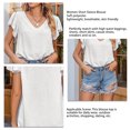 thumbnail image 3 of Mujeres de manga corta Top V cuello volantes manga transpirable verano blusa para diario citas compras, 3 of 6