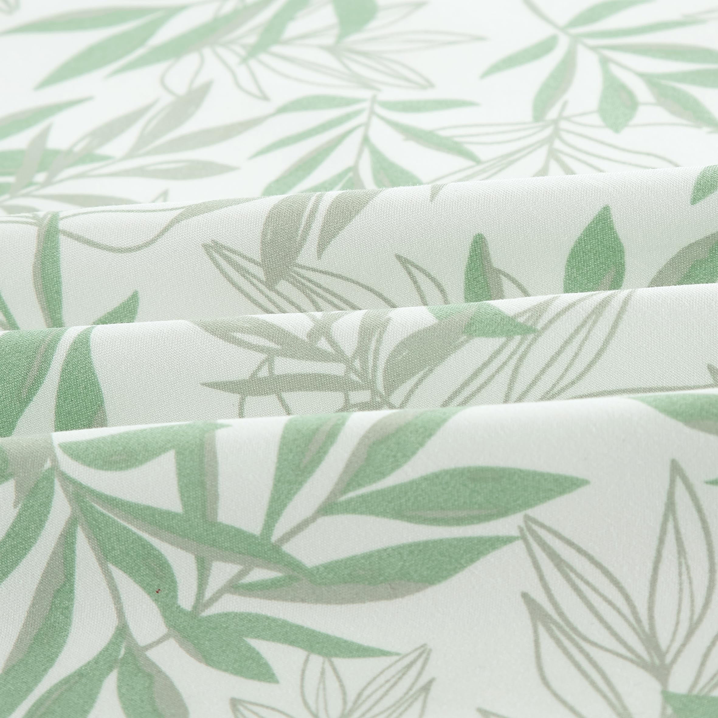 Chezmoi Collection 4-Piece Floral Leaves Window Curtain Set with Sheer Backing, Green White Leaves Printed Microfiber, 120 inch x 84 inch