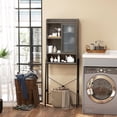 thumbnail image 5 of Gymax Over The Toilet Storage Cabinet Bathroom Space Saver with Sliding Door Grey, 5 of 10
