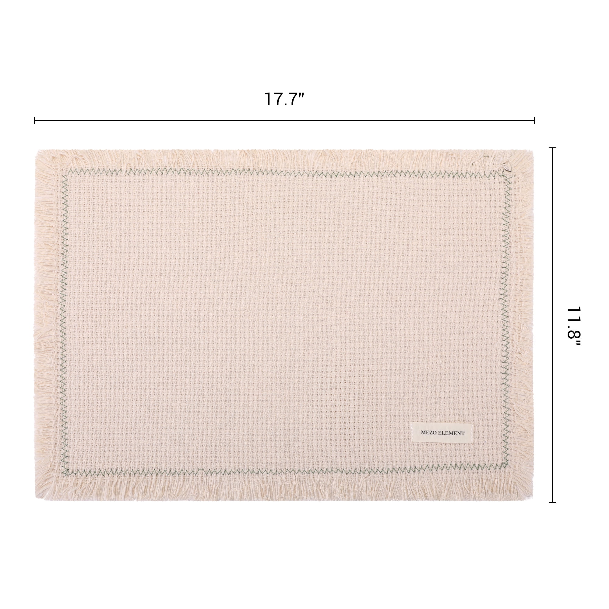 Unique Bargains 4pcs Cotton Blend Washable Table Mat Green Edge 15.7"x11.8"
