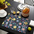 thumbnail image 3 of Pioneer Flower Floral Print Pattern Summer Placemats Table Placemats Set Of 6-Linen Kitchen Washable Placemats Table Mats 12x18 Inch Non-Slip Heat Resistant, 3 of 5