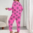 thumbnail image 5 of Xijirk Women Halloween Pajama Set Long Sleeve Boat Neck Top with Jogger Pants Spider Web Print Loungewear for Sleepwear and Holiday Party,Hot Pink,L, 5 of 7