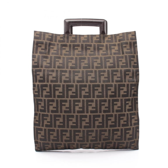 Pre-Owned Fendi Zucca Tote Bag Handbag Canvas Leather Women's Brown/Black 15856