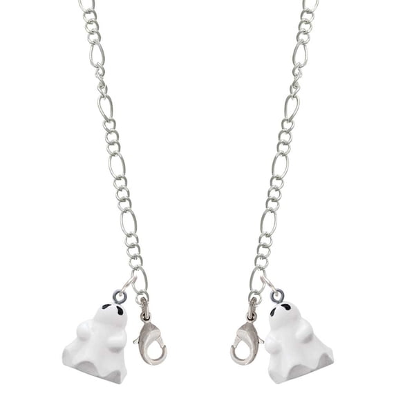 Resin Ghost Silvertone Face Mask Necklace