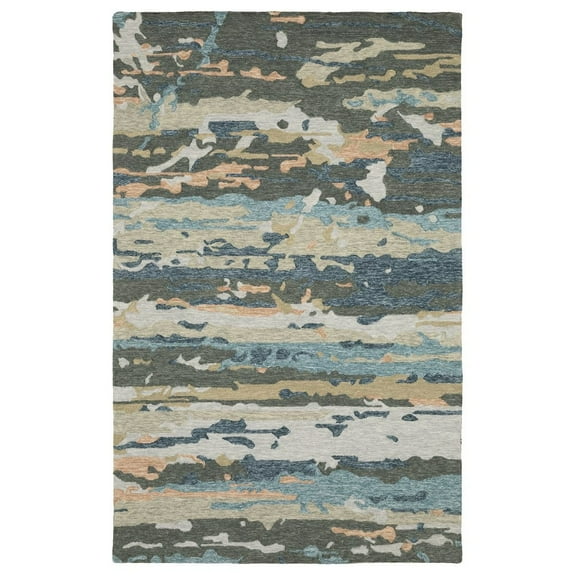 Oriental Weavers Kipton Hand-made Wool Area Rug - KIP01 - 2'6" x 8' - in Grey/ Blue - Modern Style, Hand-Made Wool Rugs, Entryway, Hallway Runner Rug