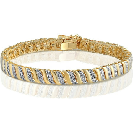 Arista Diamond Accent 14k Gold Over Brass S Design Fashion Bracelet