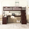 thumbnail image 2 of Twin Size Loft Bed with 5-Drawers Storage Stairway,Solid Wood Loft Bed Frame with 2 Drawers,Shelves,Built-in Desk with Cabinet,Space-Saving Storage Bed with Guardrail for Kids Teens Adults,Espresso, 2 of 7