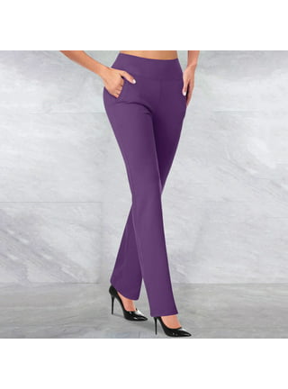 BUIgtTklOP Pants For Women Clearance Women's Solid Color Elastic Waist  Straight Barrel Cotton Pockets Pants 