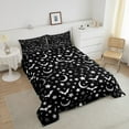 thumbnail image 3 of Halloween Bats Bedding Twin Festival Theme Comforter Set, Grunge Moon Print Bedding Comforter Sets Psychedelic Stars Duvet Insert, Black and White Down Comforter Bedroom Halloween Decorations, 3 of 5