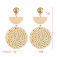 thumbnail image 1 of Pendientes bohemios hechos a mano con trenza de ratán para mujer, aretes grandes de madera, joyería de verano, pendientes étnicos exagerados múltiples, 1 of 2