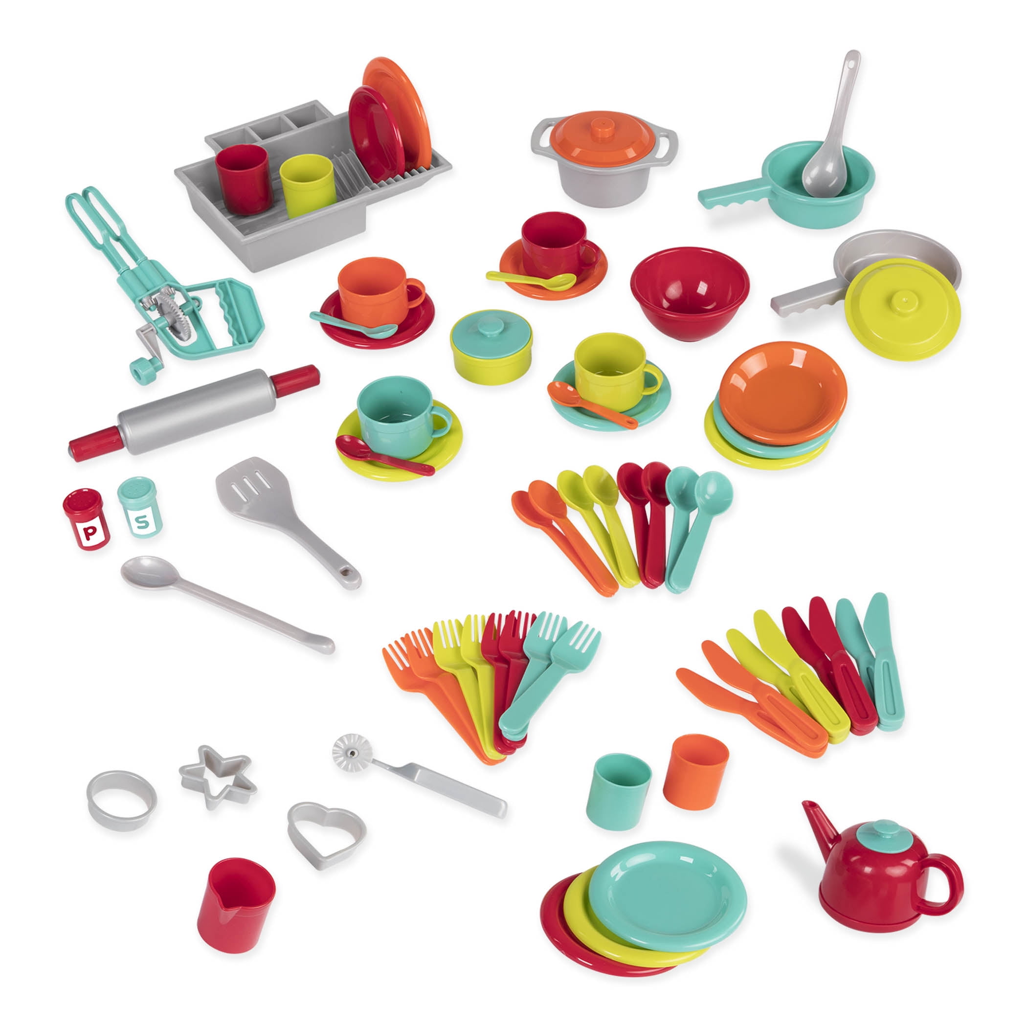 Battat Deluxe Kitchen Plastic Playset Pretend Play Cooking & Baking Accessories for 2 Years +