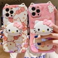 thumbnail image 2 of Sanrio-funda de teléfono KT Cat Hello Kitty para mujer, carcasa de lujo con soporte para IPhone 13, 11, 12 Pro Max, X, XR, 7, 8 Plus zhangmengya LED, 2 of 2