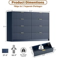 thumbnail image 2 of Navy Blue Dresser for Bedroom, Modern Dresser with 8 Drawers and Smooth Slides, Wide Chest of Drawers with Golden Handles for Bedroom, Closet, 15.7" D x 55" W x 37.4" H, 2 of 14