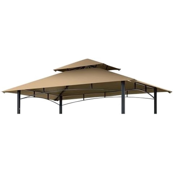Grill Gazebo Replacement Canopy Roof - 5x8 Double Tiered Outdoor BBQ Gazebo Canopy Top Cover Grill Shelter Cover Only Fit for Model L-GG001PST-F (Khaki)