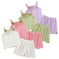 thumbnail image 2 of LYMAYTER Kids Girls Baby Ice Silk Outfit 2PCS Toddler Summer Sleeveless Tops and Shorts Tank Set for 1-5 Years, 2 of 10