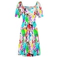 thumbnail image 5 of 2024 Watercolor splatter effect neon colors Dress prom clothes summer women's dress, 5 of 7