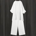 thumbnail image 4 of JFGHDG Linen Sets for Women 2 Piece 3/4 Sleeve Cotton Linen Tops and Wide Leg Pants Matching Sets Summer Beach Lounge Outfits White 3XL, 4 of 6