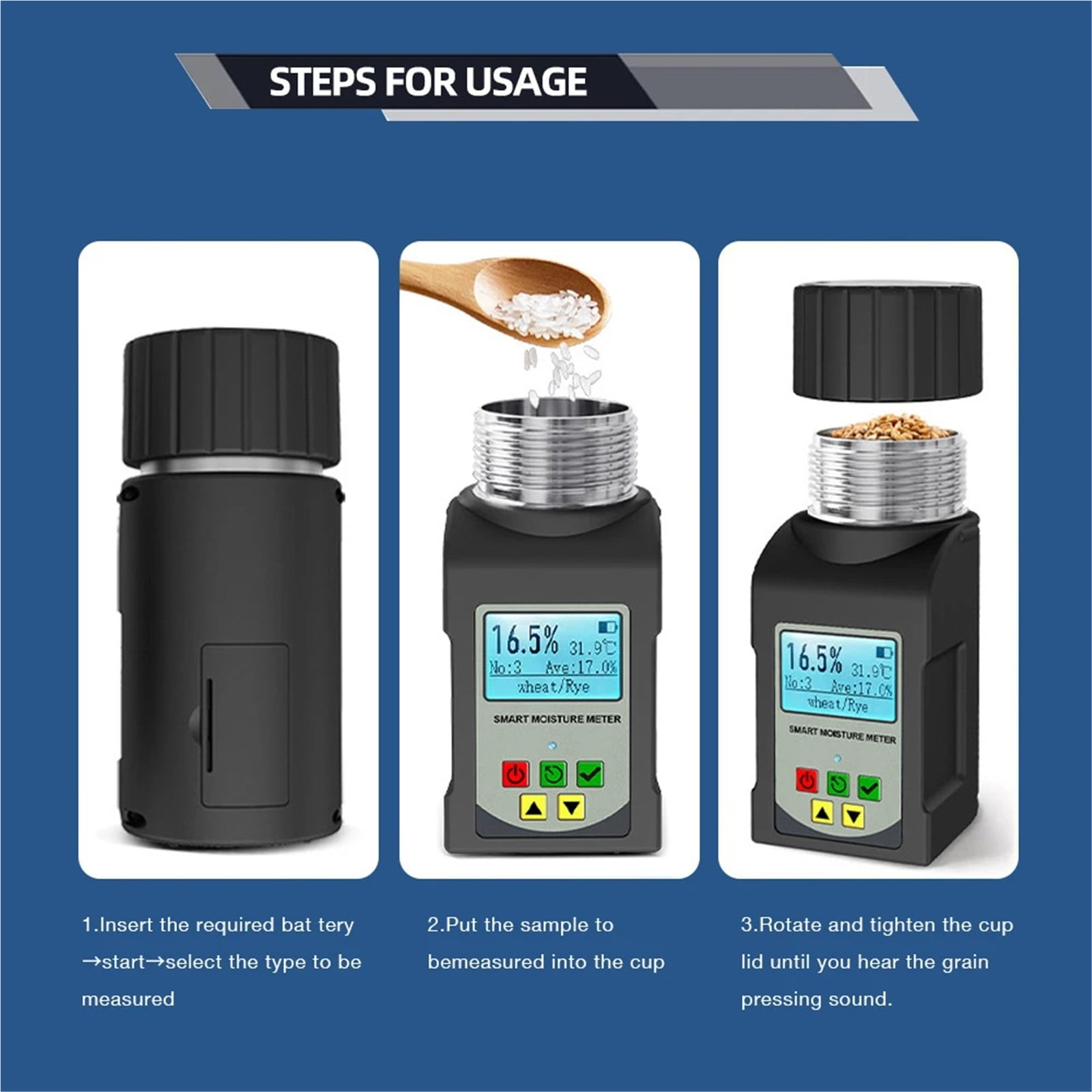 Grain Moisture Meter Smart Hygrometer Humidity Tester For Coffee Bean Wheat Peanut Moisture Detector ,Precision Tool