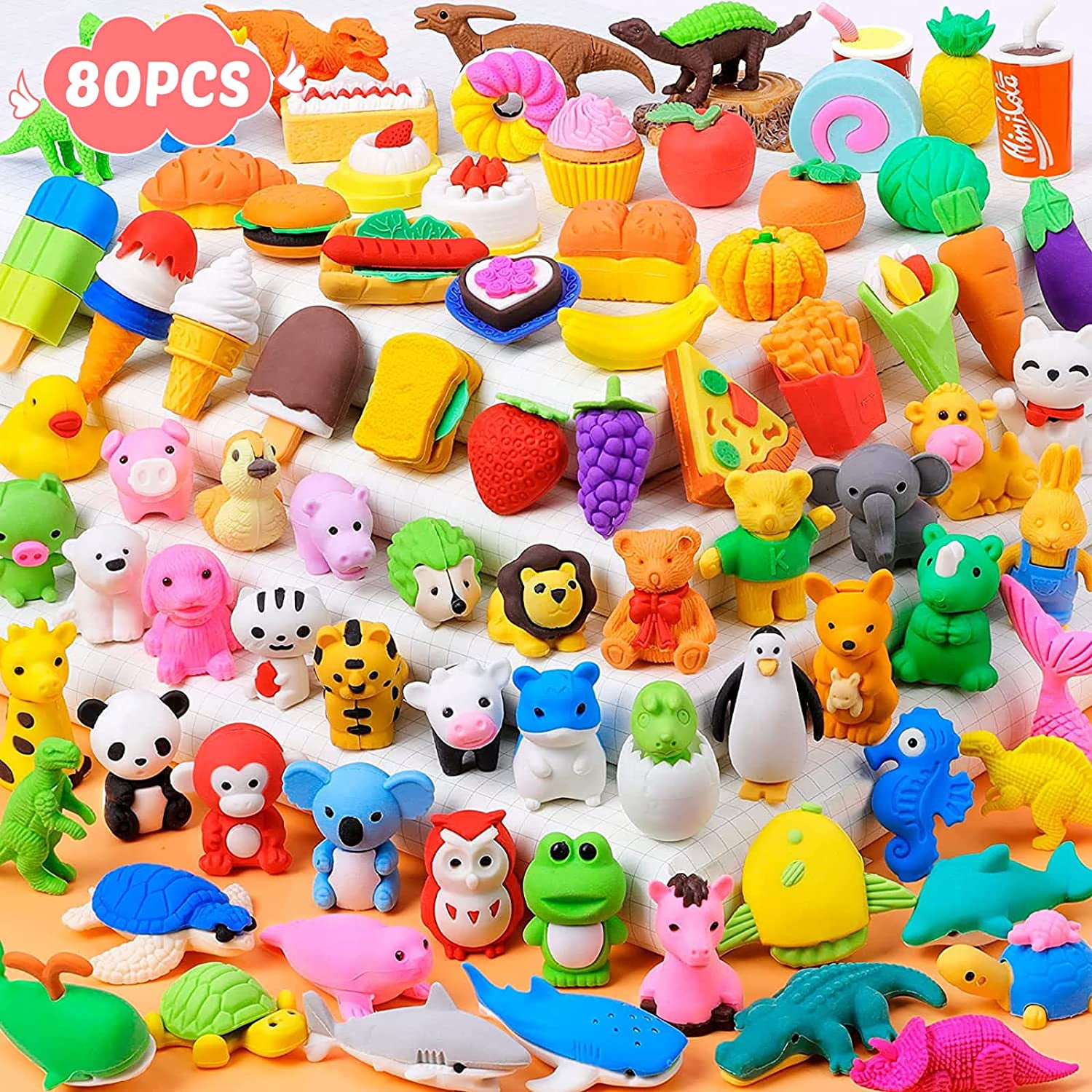 80 Pcs Animal Erasers Kids Puzzle Pencil Erasers Mini Erasers Toy Bulk Take  Apart Erasers Back to School Supplies Gifts Students Classroom Rewards  Prizes Game Treasure Box Party Favor Desk Pet -