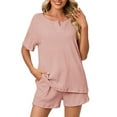 thumbnail image 3 of UVN 2 Piece Pajama Sets for Women Short Sleeve Top and Shorts Sleepwear Casual Lounge Set with Pockets, 3 of 9