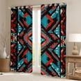 thumbnail image 2 of Homewish Western Boho Tribal Black Out Curtains,Abstract Geometric Desgin Curtains Pack of 2 (42x63 Each),Red Cyan Black Bedroom Curtains For Girls Boys,Microfiber Bedroom Decor, 2 of 6