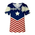thumbnail image 4 of USSUMA Plus Womens Tops Dressy Casual V Neck Short Sleeve Women's Shirts and Blouses 4th of July USA Flag T-Shirts for Women Trendy Independence Day Patriotic Tunic Top Summer Beach, 4 of 5