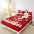 thumbnail image 4 of Manfei Merry Christmas Twin Sheet Sets,Chic Xmas Lantern Twin Fitted Sheet,White Red Flat Sheet For Girls,Breathable Home Decor,3-Piece, 4 of 7