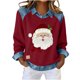 thumbnail image 4 of RKSTN Sweatshirt for Women Oversized Lapel Denim Patchwork Stitching Christmas Graphic Print Sweatshirt Top Womens Casual Plus Size Turndown Collared Loose Retro Streetwear Long Sleeve T Shirts, 4 of 8