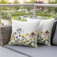 thumbnail image 4 of Spring Wildflowers Pillow Covers 2 Pack Summer Country Style Plants Leaf Flowers Pillowcase Waterproof Outdoor Throw Pillow Cover for Patio Garden Square Cushion 16”x16”, 4 of 9