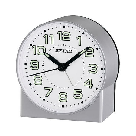 Seiko Silver Emerson Alarm Clock with Beep Alarm, 3.25 x 3 QHE084SLH