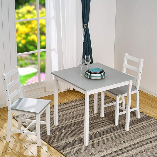 Wooden Square Dining Table Set, Square Kitchen Table And Chairs Set Of 3