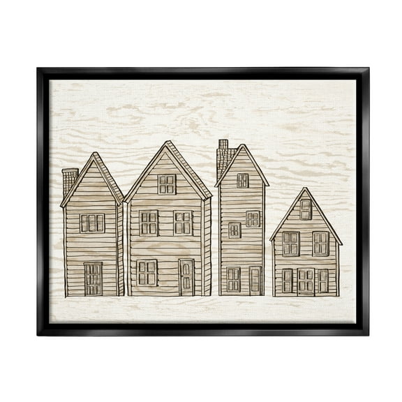 Stupell Industries Varied Neighborhood Houses Art for Kids Painting Black Floater Framed Art Print Wall Art, 21 x 17
