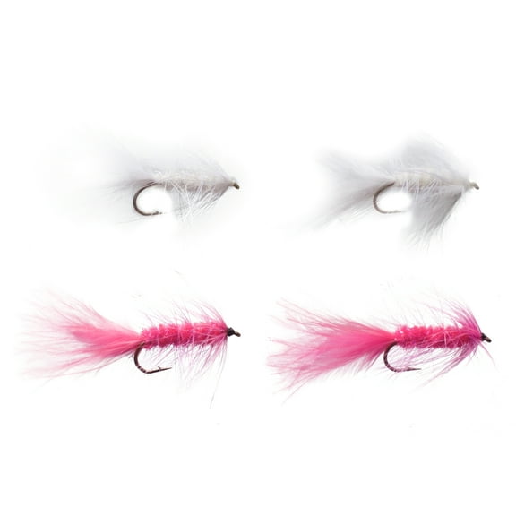 Cortland Fairplay White, Pink Wooly Bugger Fly, Size 10, 4 Pack, 709423
