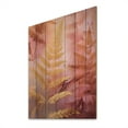 thumbnail image 2 of Designart "Gold Pink Fern Fonds Glamorous Foliage" Floral Print on Natural Pine Wood, 2 of 5