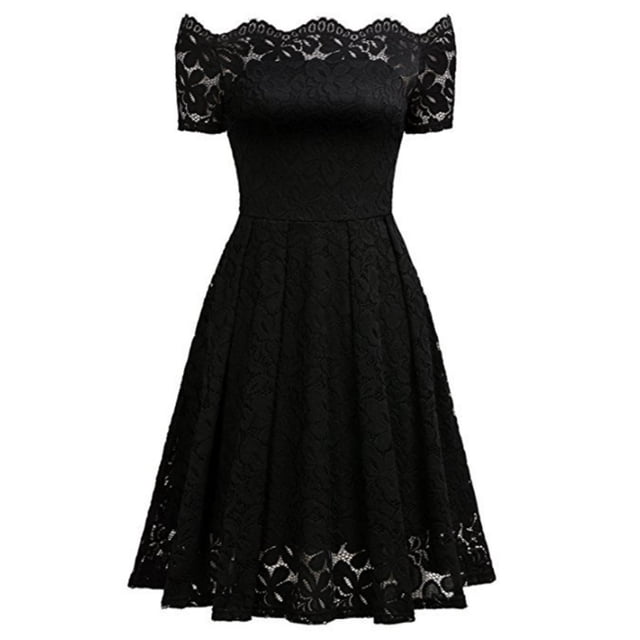 Vestido de fiesta de encaje de manga corta de moda para mujer