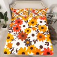 thumbnail image 2 of Manfei Cartoon Floral Daisy Bed Sheets,Rustic Plant King Sheets,White Orange Sheet Set For Boys Girls,Breathable Home Decor,4-Piece, 2 of 7
