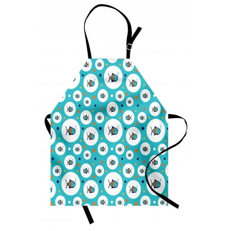 Colorful Sea Bubbles (Fish Apron Colorful Spotty Pattern with Sea Animals inside Bubble Shapes Aquarium Ocean Wildlife, Unisex Kitchen Bib Apron with Adjustable Neck for Cooking Baking Gardening, Multicolor, by)