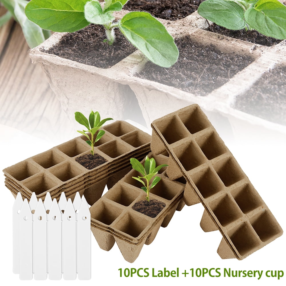 Everso 10PCS Seed Starter Trays Pots Biodegradable Seedling Plant Tray