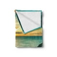 thumbnail image 2 of Hawaiian Soft Flannel Fleece Blanket, Sunrise over Hanauma Bay Oahu Hawaii Sunbeams Through Clouds Shoreline, Cozy Plush for Indoor and Outdoor Use, 50" x 70", Turquoise Green Yellow, by Ambesonne, 2 of 5