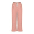 thumbnail image 7 of ABATAB Womens Sweatpants Wide Leg Casual Cotton Linen Trouser Low Waisted Loose Fit Lounge Comfy Pants, 7 of 7