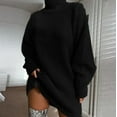 thumbnail image 3 of Women's Fall Winter Oversize Pullover High Neck Loose Fit Long Sleeve Sweater Dress, Casual Knit Dress for Women, Warm and Comfortable Everyday Wear,Black,L, 3 of 8