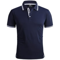 Geeksport Polo Shirts for Men Short Sleeve Solid Color Causal Collared Golf Tennis T-Shirt Men's Golf Polo Shirts Business Polo Shirts blue and white 2XL