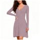 thumbnail image 2 of mfyjkho Vestidos casuales para mujer, Vestido de manga larga con escote en V y canalé cepillado de color liso para mujer Vestidos de fiesta para mujer xxl, 2 of 5
